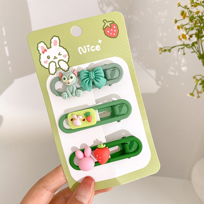 Bộ 3 Kẹp Tóc Hình Thú Hoạt Hình Dễ Thương Cho Bé Gái