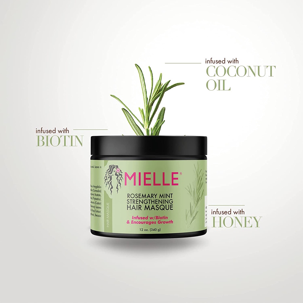 Mielle Organics - Mặt nạ tóc giúp mọc tóc Mielle Organics Rosemary Mint Hair Masque 340g cho tóc khô, hư tổn và xoăn