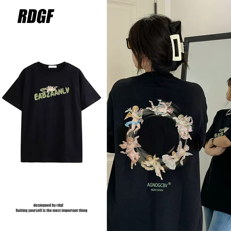 Cửa Hàng Chính Thức Của Mỹ RDGF Đầm Ngắn Tay Dáng Rộng Phong Cách retro Mùa Hè Cho Cặp Đôi