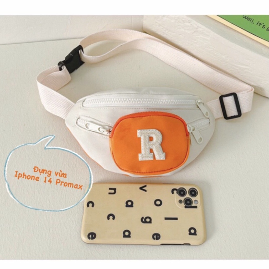 Túi bao tử đeo chéo đi chơi, đi học cho trẻ em bé trai, bé gái bảng chữ cái nhiều màu