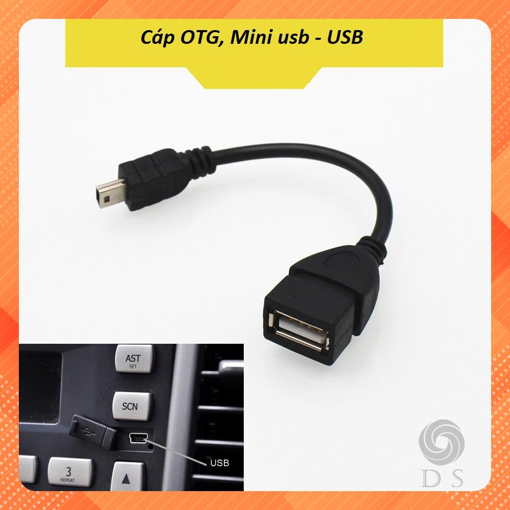 Cáp OTG đầu vuông Mini USB to USB. Cáp cắm USB ô tô