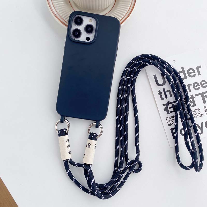 Ốp Điện Thoại TPU Silicon Mềm Chống Sốc Phối Dây Đeo Chéo Cho iPhone 14 13 12 11 Pro Promax 6 6S 7 8 Plus X XR XSMax SE