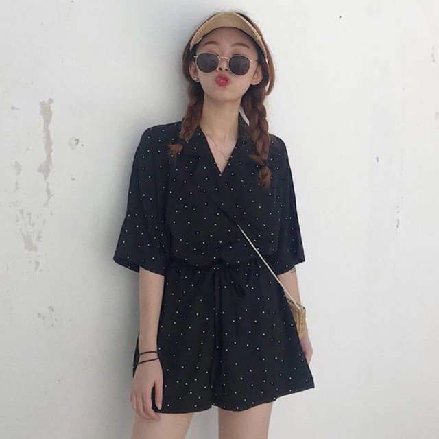 Jum cổ vest chấm bi ulzzang (có ảnh thật)