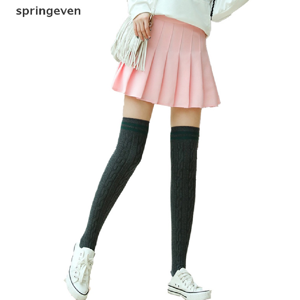 Vớ Dài Qua Gối Giữ Ấm Họa Tiết Bột Chiên Thời Trang Mùa Đông Dành Cho Nữ