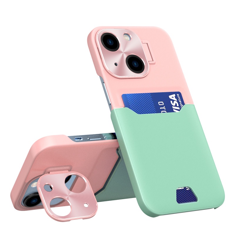 Ốp Điện Thoại Da Màu Tương Phản Có Ngăn Đựng Thẻ Bảo Vệ Camera Cho Iphone 12 Pro Iphone 14 13 Pro Max