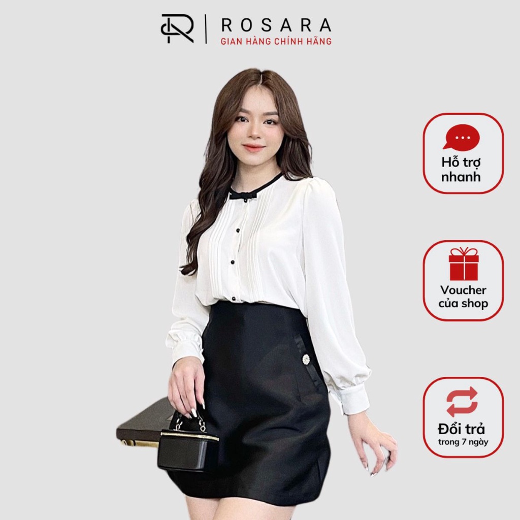 Sơ Mi Lụa Trắng Dài Tay Thời Trang Nữ Rosara SM25