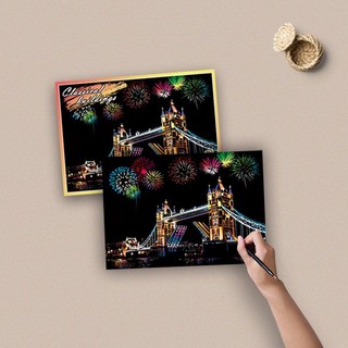 set 4 tấm scratch card tranh cạo post card