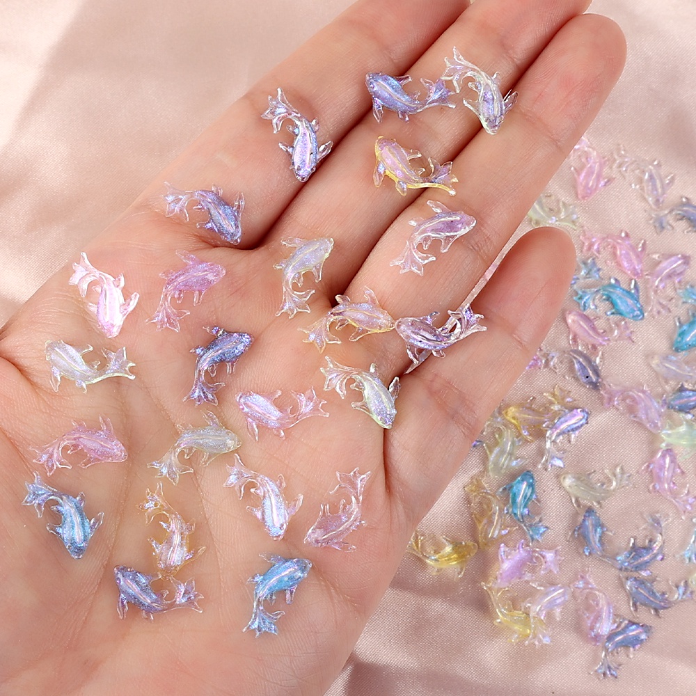 Set 100 Phụ Kiện Trang Trí Móng Tay Nghệ Thuật Hình Cá Koi Đính Đá Dễ Thương