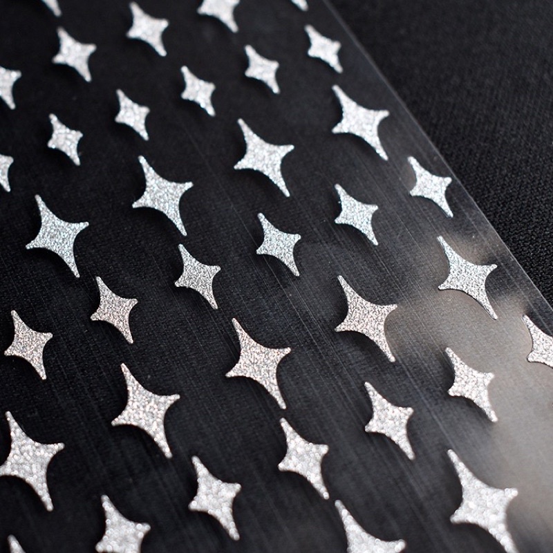 Miếng Dán Trang Trí Móng Tay 3D Kim Tuyến Flash Trái Tim , Hình Dán Móng Tay Gấu , Sticker Nail Ngôi Sao , Nơ