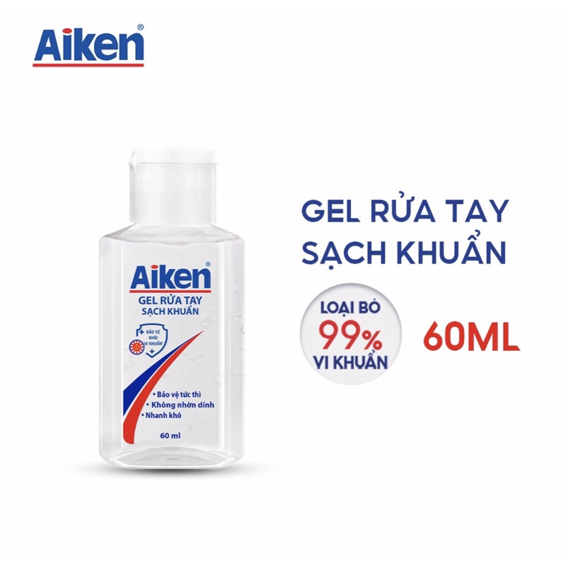 Gel rửa tay Aiken diệt sạch khuẩn chai 60ml