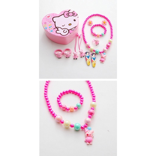 Bộ 7 Món Đồ Chơi Trang Sức Cho Bé Gái Gồm Vòng cổ, Gọng Kính, Dây Buộc Tóc, Trang Sức Hình Thỏ, Mèo