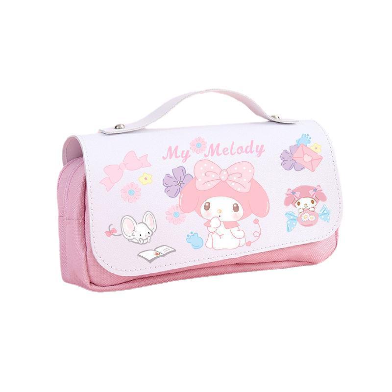 Túi Đựng Bút Bằng Da PU Hai Ngăn Sức Chứa Lớn Họa Tiết Hoạt Hình Sanrio Kuromi Cinnamon YB2 BY2
