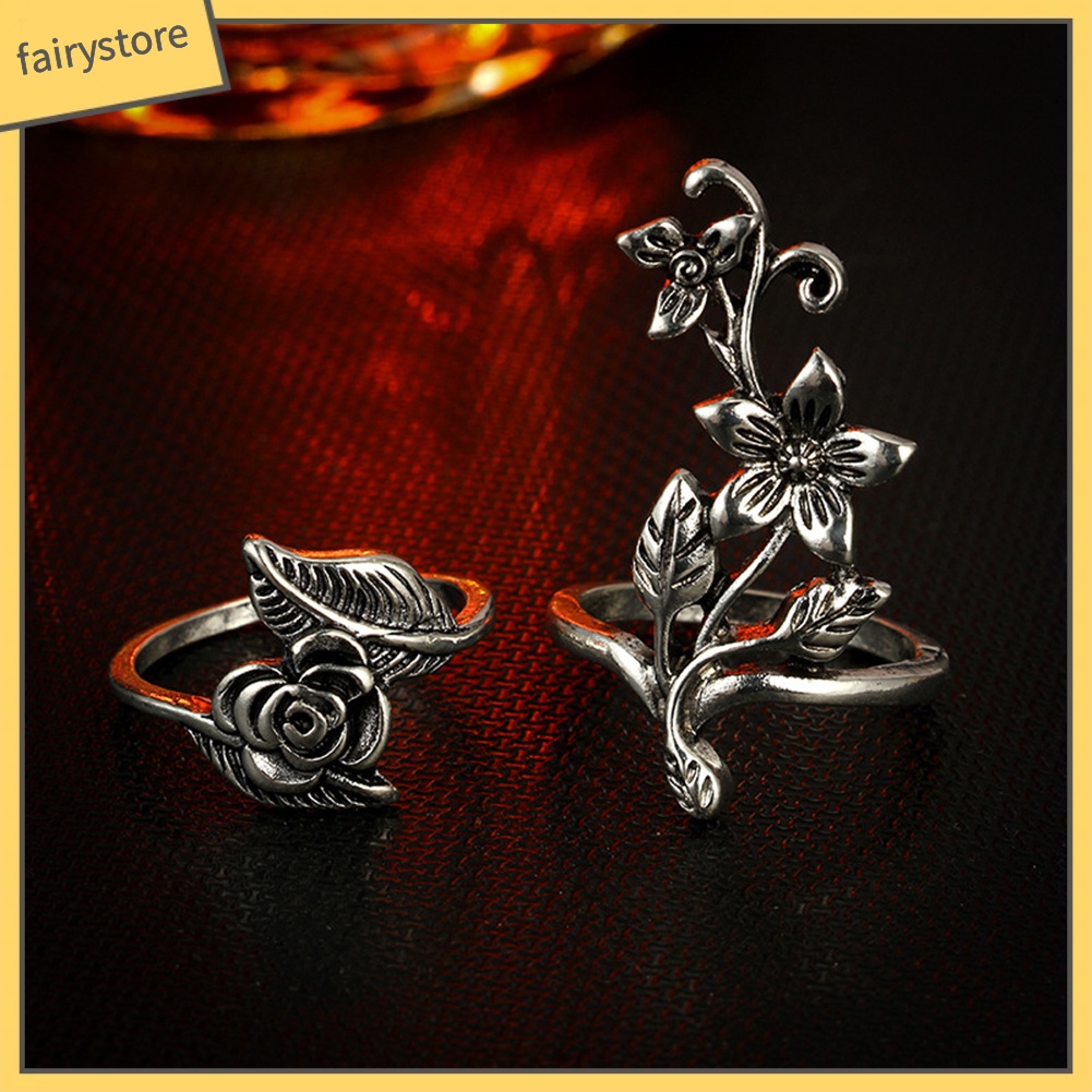 Set 1 Nhẫn Hình Hoa Lá Phong Cách Vintage Thời Trang Cho Nữ