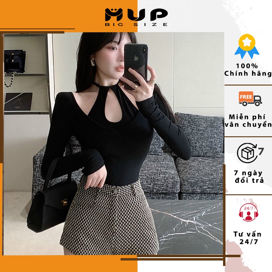 Áo kiểu croptop khoét giọt nước trước ngực bigsize MUP Bigsize  AC15