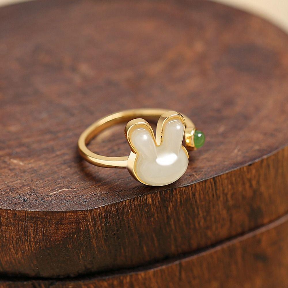 LOMBARD Nhẫn Hở Hình Thỏ Hoạt Hình Bằng Đồng Phong Cách Cổ Điển Cho Nữ