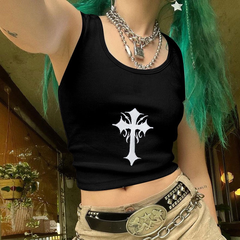 Áo sát nách YEYA họa tiết chữ thập thời trang dành cho nữ