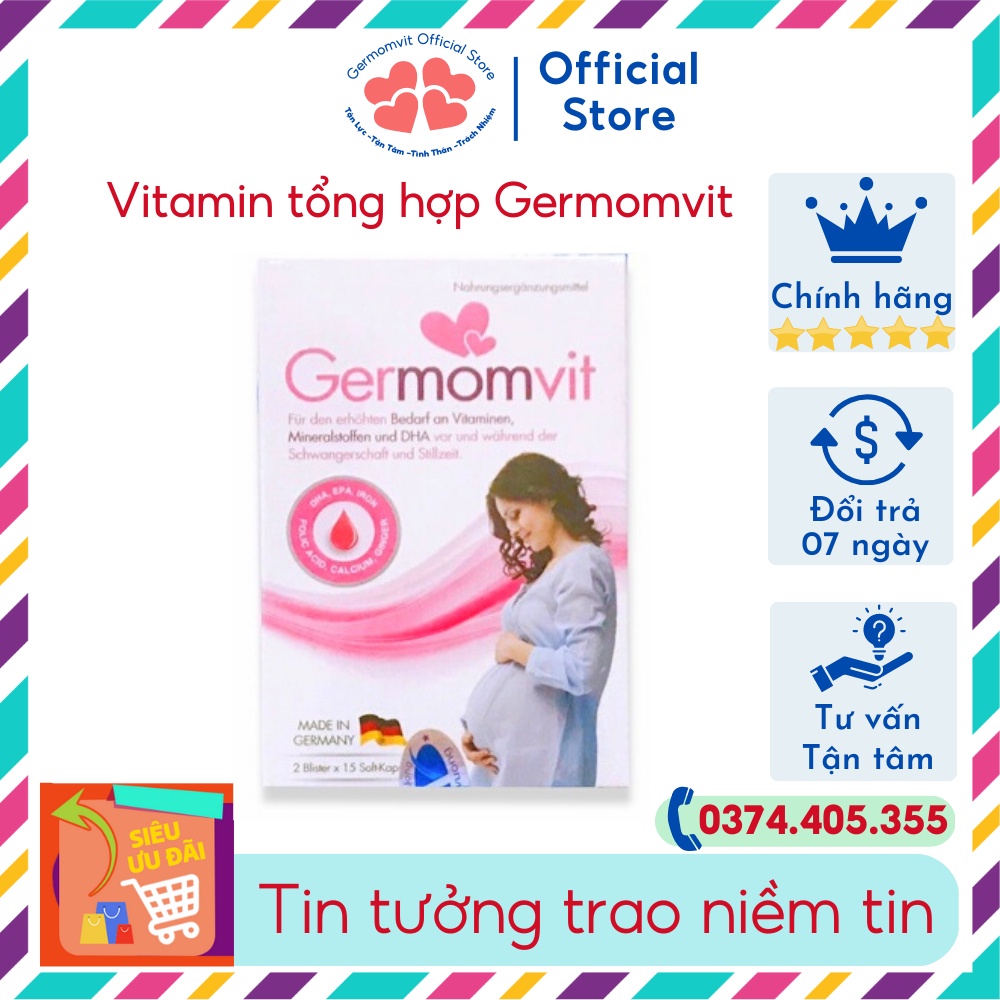 Vitamin tổng hợp Germomvit - Hỗ trợ bổ sung Vitamin, DHA, khoáng chất và Omega 3 và khoáng chất cho mẹ