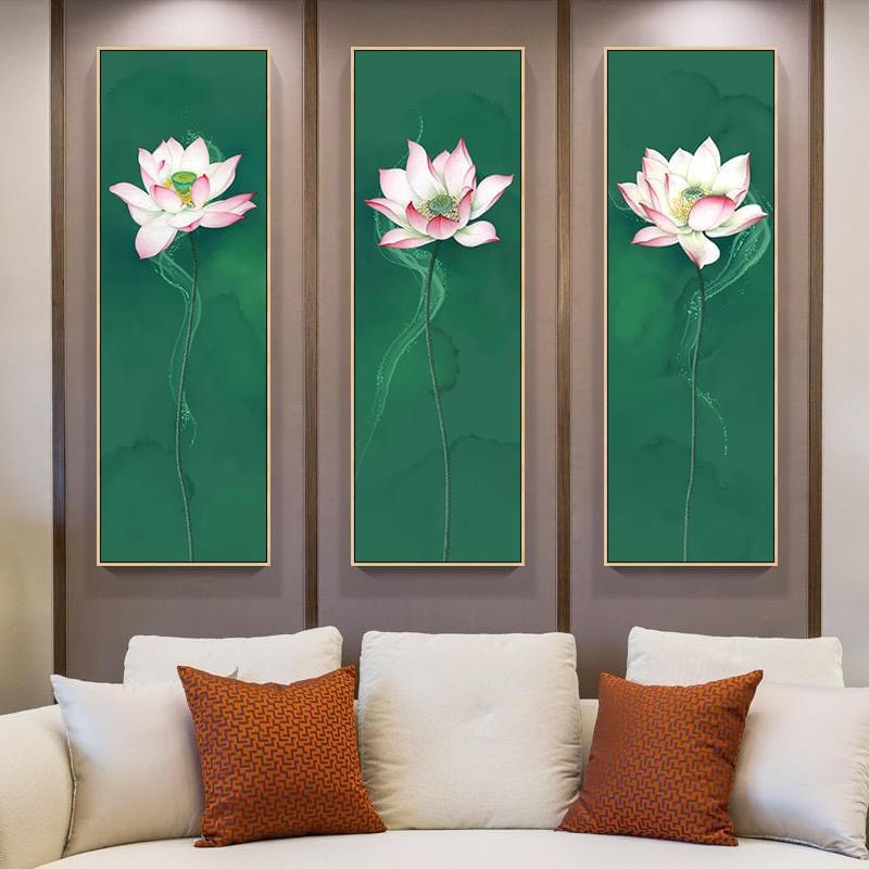 Tranh hoa sen bộ 2-3-4 bức nghệ thuật. Decor nội thất đẹp. Đóng khung hoàn thiện