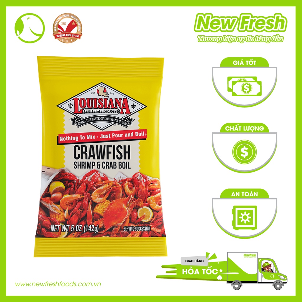 Bột Gia Vị Hải Sản Louisiana Cajun Seasoning | Bột Gia Vị Louisiana Crawfish Shrimp & Crab Boil Mỹ 142Gr