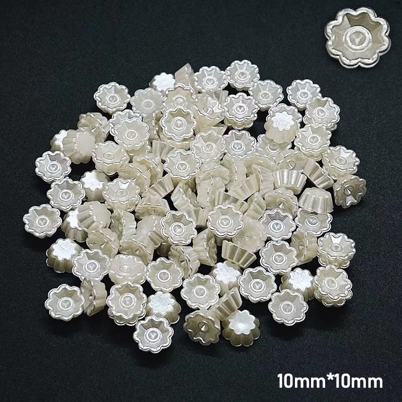 Set 50 Hạt Ngọc Trai Hình Bông Hoa Bằng Acrylic Dùng Làm Trang Sức Diy