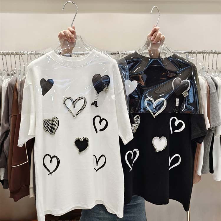 Hàng Châu Âu Áo Thun Cotton Tinh Khiết Dáng Rộng Tay Ngắn Cổ Tròn Thiết Kế Mùa Xuân Mới 2023 Dễ Phối Đồ Cho Nữ