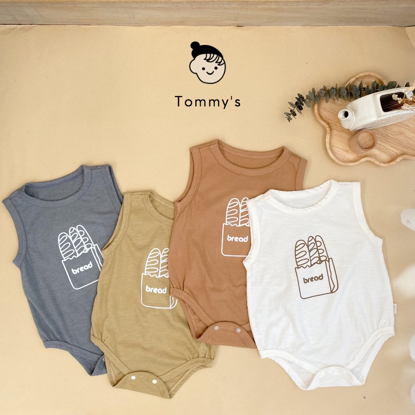 Body chip sát nách mùa hè hình bánh mỳ cho bé trai bé gái 0-2 tuổi thun cotton mềm mát TOMMY HOUSE