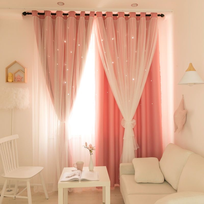 Rèm Cửa Hai Lớp Vải Sheer Họa Tiết Bầu Trời Sao Sang Trọng