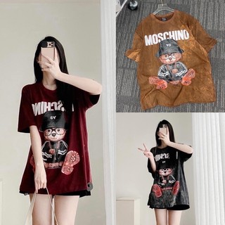 Áo phông loang Thái Moschino, phom suông rộng dáng dài