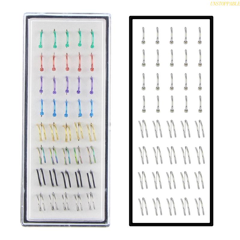 Set 40 Khuyên Mũi Xoắn Ốc Sang Trọng Không Gây Dị Ứng