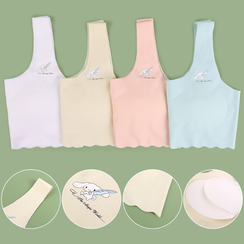 Áo Ngực Lụa Lạnh Không Đường May Màu Sắc Đơn Giản Thoáng Khí Thân Thiện Với Làn Da