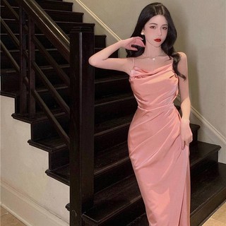 New sexy dress sling dress temperament split pleats show thin waist off shoulder dress dress dress summer dress