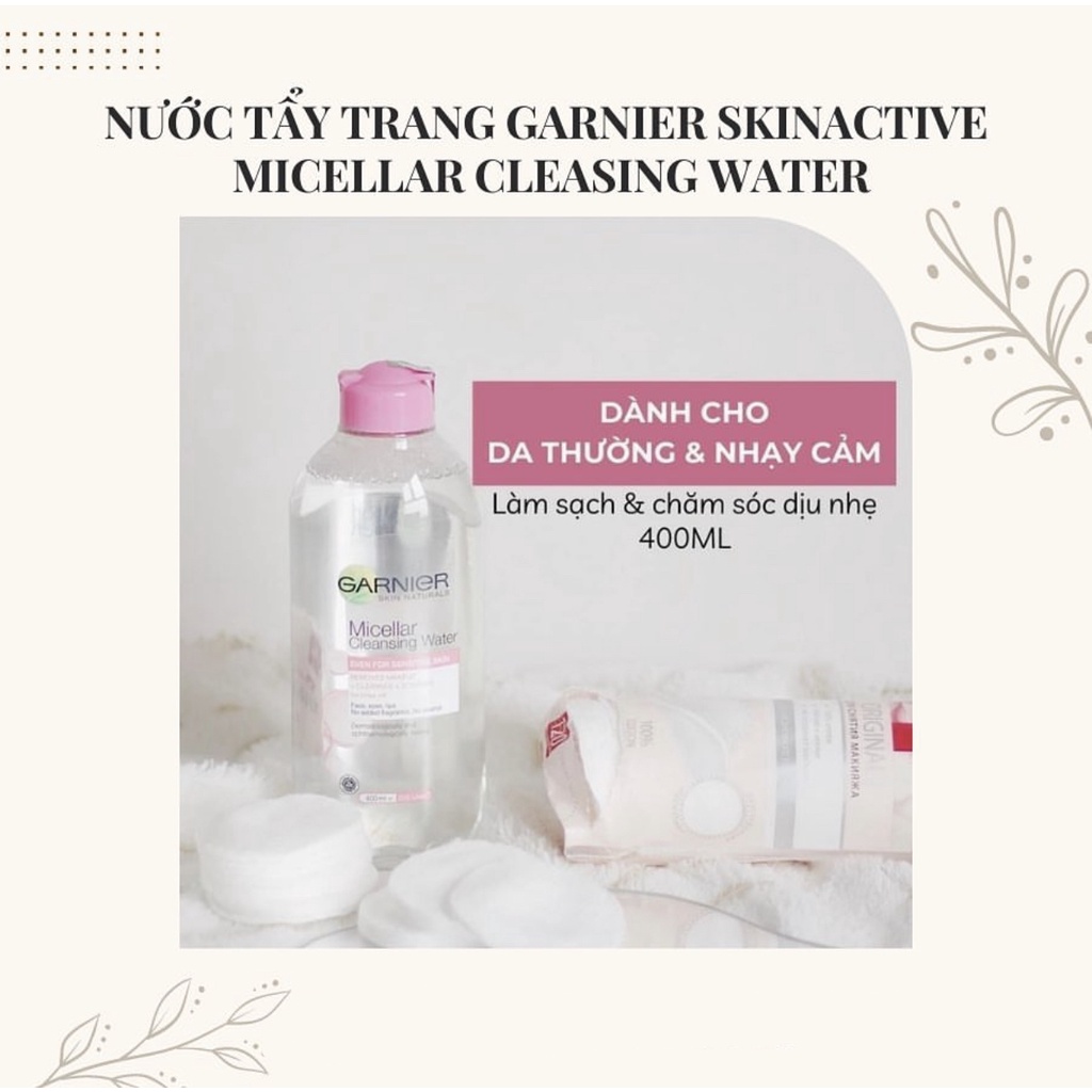 Nước tẩy trang Garnier hồng 700ml, nước tẩy trang da nhảy cảm, nước tẩy trang sạch sâu Micellar Cleansing Water