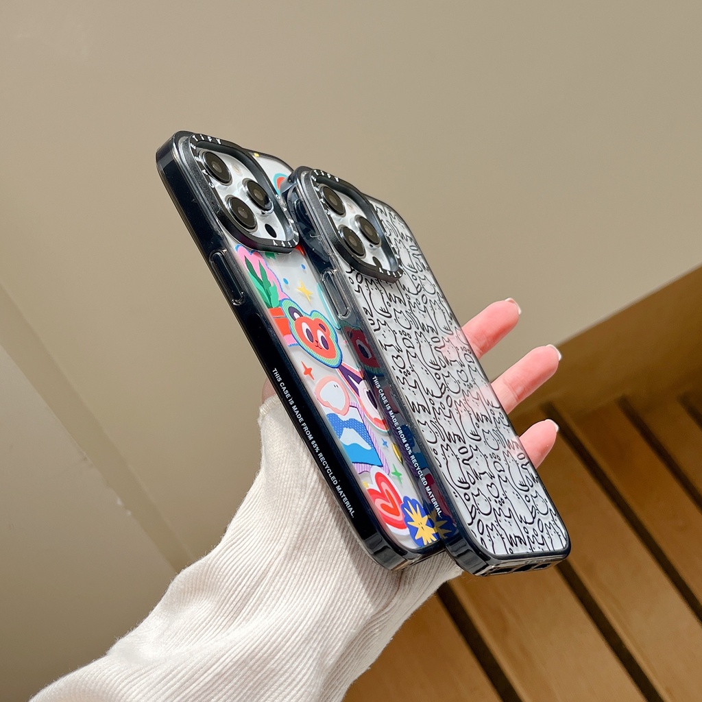 Casetify Ốp Điện Thoại Nhựa Acrylic Cứng In Hình Mèo Và Hoa Hoạt Hình Cho iPhone 15 14 13 12 11 Pro Max Plus
