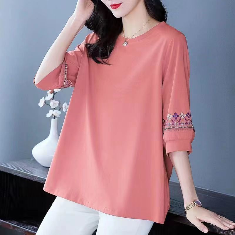 Áo Thun Tay Ngắn Dáng Rộng Thêu Họa Tiết Thời Trang Mới 2023 Cho Nữ