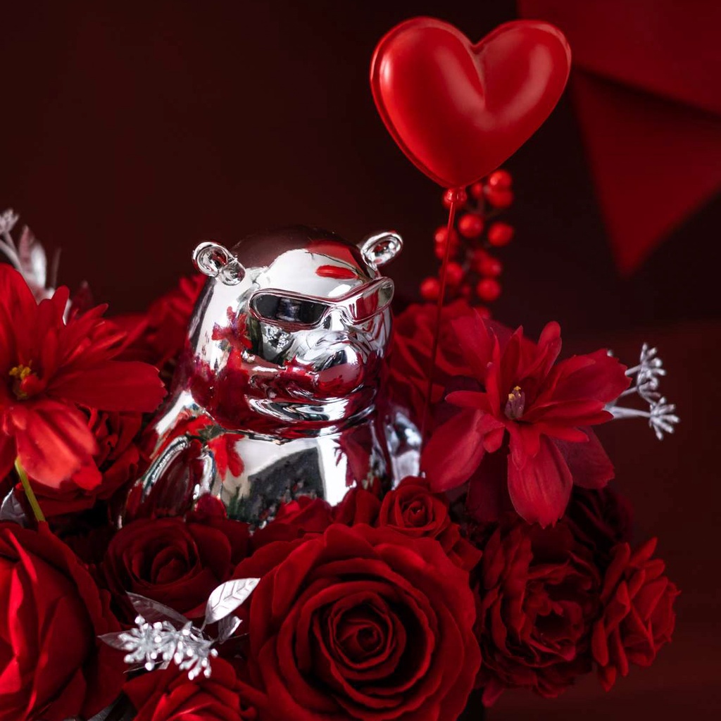 Hộp hoa lụa - Hộp hoa đựng quà tặng valentine kèm gấu siêu đẹp phong cách Hàn Quốc thương hiệu BÔNG BY CATT