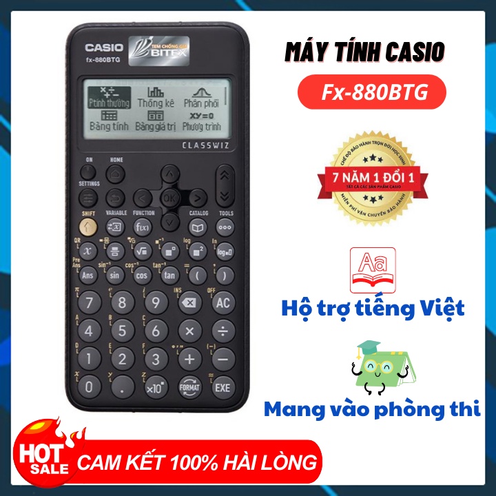 Máy Tính Casio FX-880BTG Chính Hãng - FX580VNX Tốc Độ Sử Lí Nhanh Bảo Hành 7 Năm