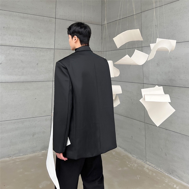 Áo Khoác Vest Màu Trắng Đen Phong Cách Ruffian Thời Trang Mùa Xuân 2023 Cho Nam