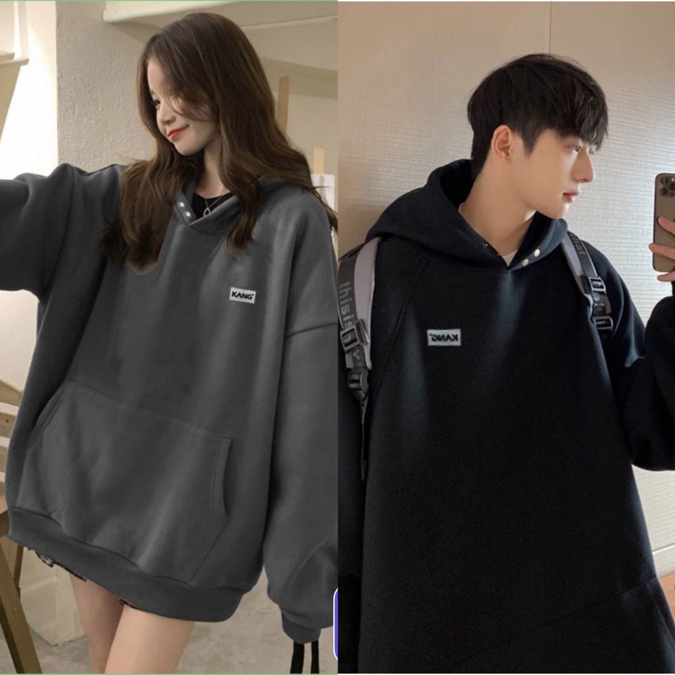 Áo Hoodie Nữ Nam Locabrand Unisex Form Rộng NÚT BẤM Mũ To 2 Lớp Chất Nỉ Ngoại Siêu Ấm Màu Đen Xám Cực Chất Kang | BigBuy360 - bigbuy360.vn
