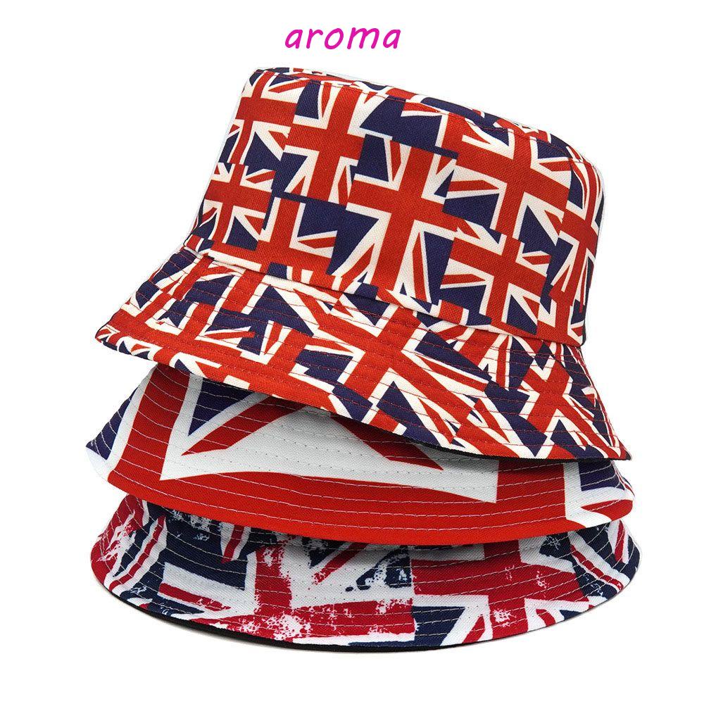 Nón Bucket Hai Mặt Họa Tiết Cờ Anh / Kẻ Sọc Xanh Dương Gấp Gọn Tiện Lợi Dành Cho Đi Câu Cá / Đi Biển