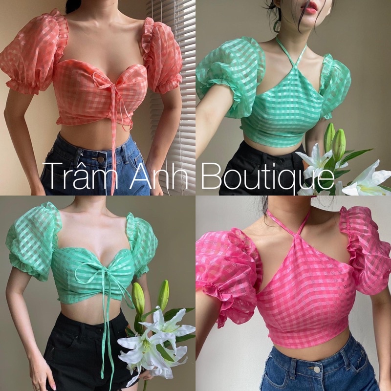 271 - Áo croptop voan lưới 4 kiểu TRÂM ANH BOUTIQUE