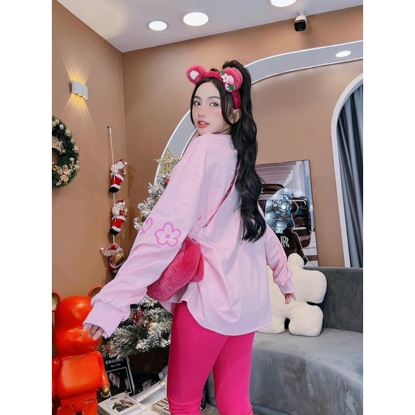 Set Bộ Xốp Nhún Áo Phông Đầu Micky Lưng Xẻ Tà + Quần Ống Ôm