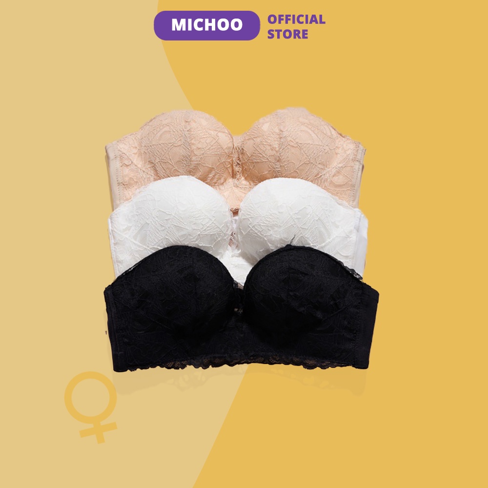 Áo Cúp Ngực Phối Ren MICHOO Chống Tụt Đệm Bàn Tay Nâng Ngực