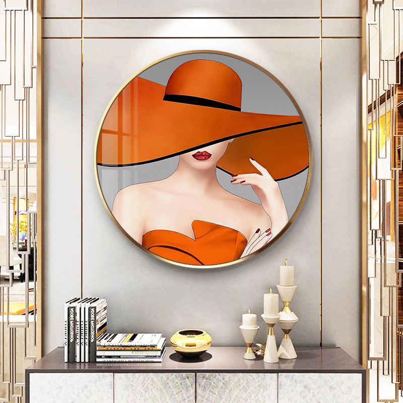 Tranh Tráng Gương Tròn Treo Tường Cao Cấp Cô Gái Nghệ Thuật Decor phòng khách/ phòng ngủ/ Làm Quà Tặng.