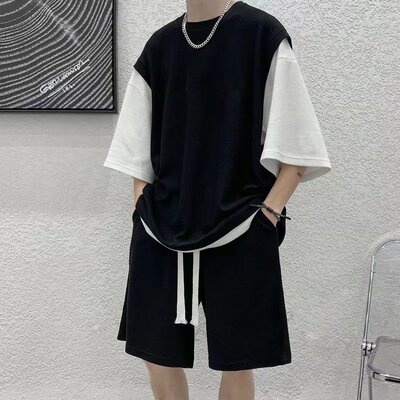 (Sẵn đủ màu) Bộ quần áo thể thao bóng rổ trơn đen trắng giả layer unisex nam nữ