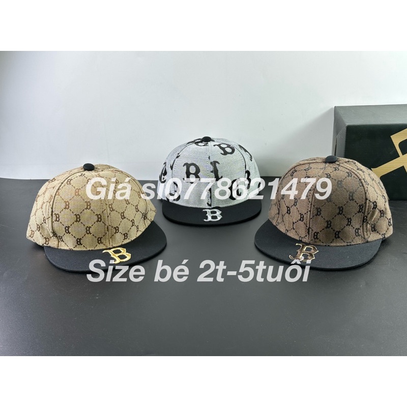 Mũ/nón hiphop trẻ em cho bé 2 - 5tuổi chất vải nhập dệt chữ thêu mỏ chữ B dể thương
