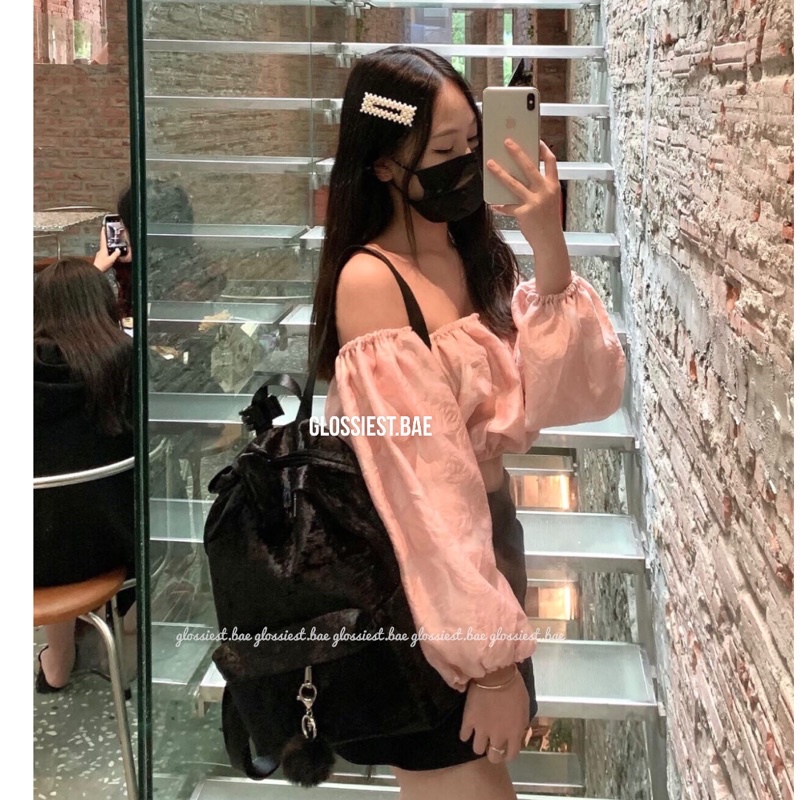 VELVET BACKPACK - BALO NHUNG ĐEN