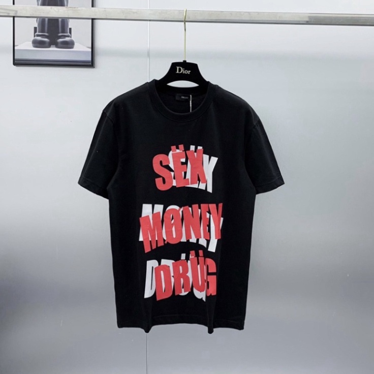 Áo phông nam nữ Premium Cotton in nổi chữ Sex Money Drug bóng mờ cổ bo dày dặn phong cách streetwear