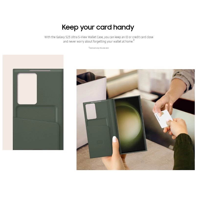 Bao Da Nắp Gập Có Ngăn Đựng Thẻ Màu Đen / Xanh Lá / Oải Hương / Kem Cho Samsung Galaxy S23 Ultra S-view EF-ZS918