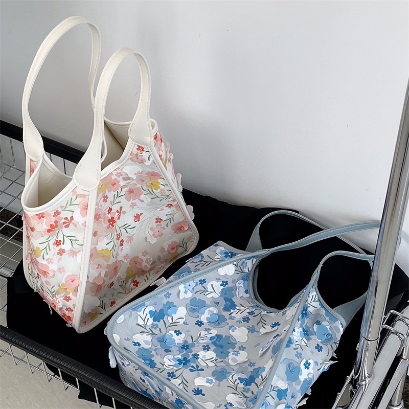 Mischa Túi Xách canvas Đeo Vai Sức Chứa Lớn Họa Tiết Hoa Thời Trang Cao Cấp