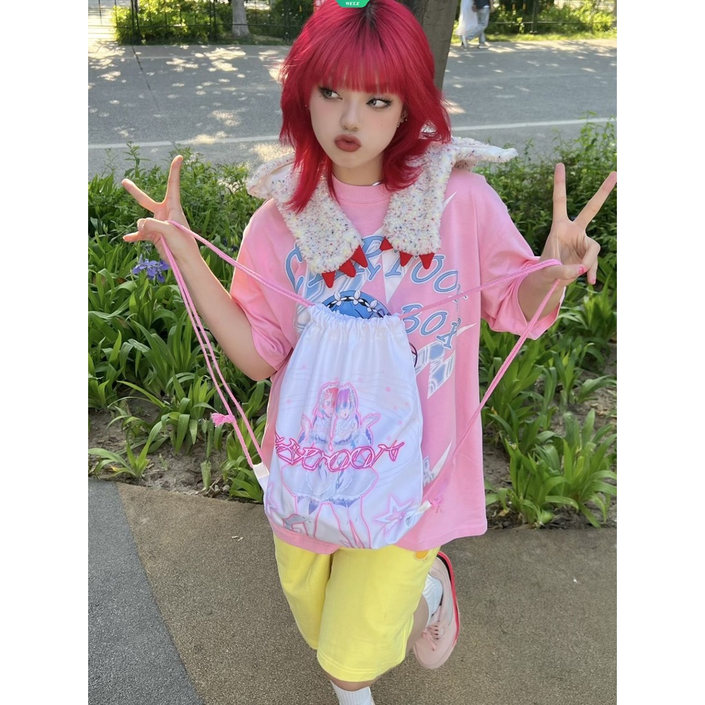 Áo Thun Cotton Tay Ngắn In Họa Tiết Hoạt Hình Phong Cách Nhật Bản Thời Trang Mùa Hè 2023 Cho Nữ